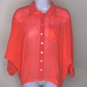 NEW…Neon Pink sheer shirt size S (small) from RESET-CLOSET